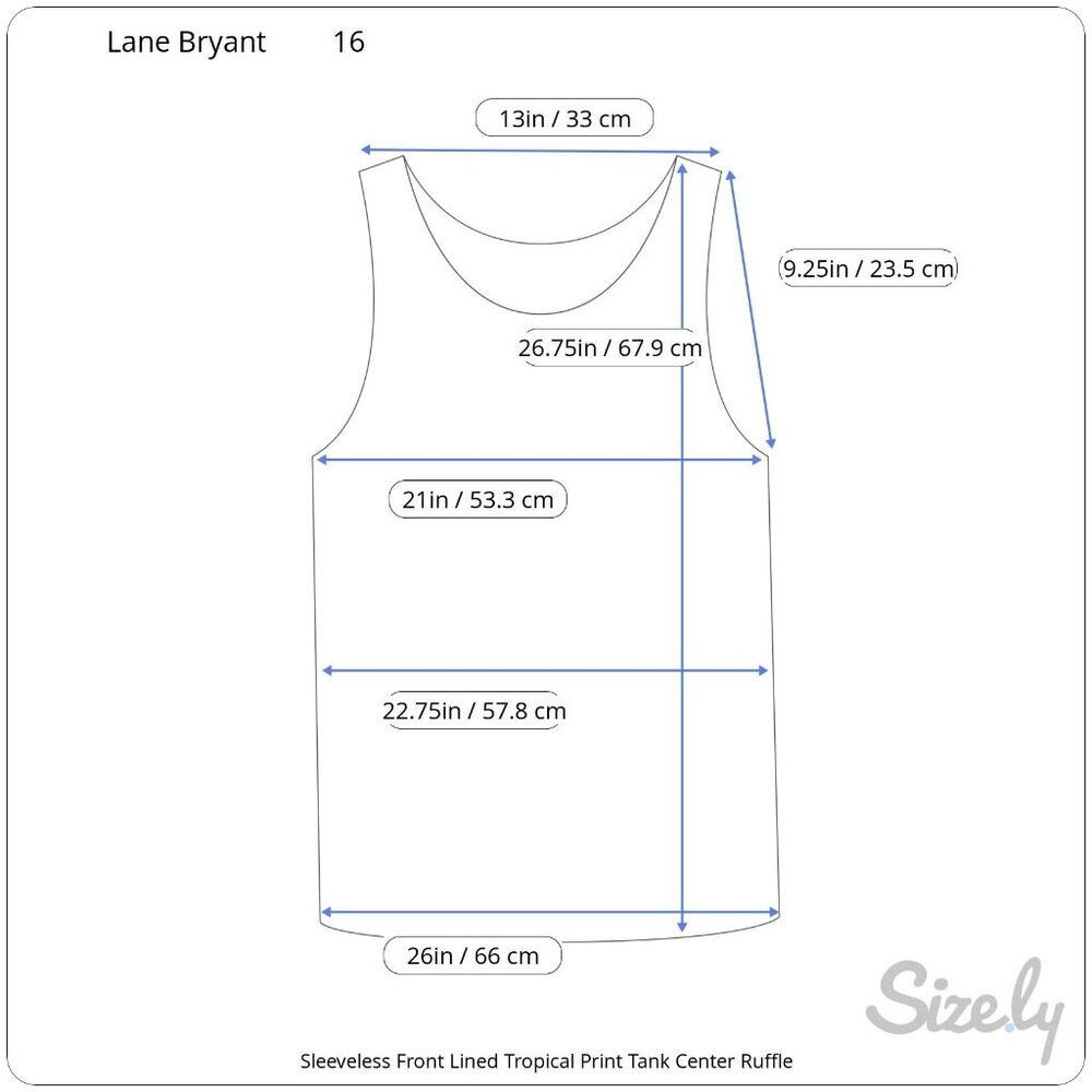 Lane Bryant Sleeveless Lined Colorful Tropical Print Center Ruffle Tank 16 - Picture 7 of 7